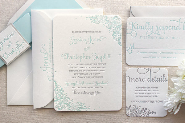 letterpress wedding invitation suite