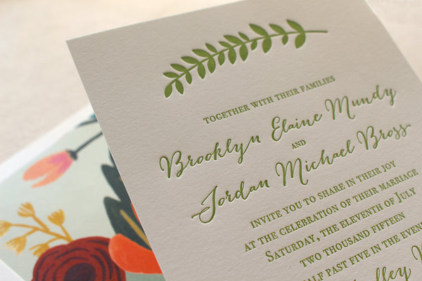 letterpress wedding invitation