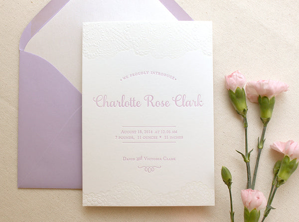 letterpress birth announcements charlotte clark