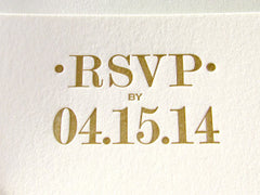 letterpress rsvp card mint and gold