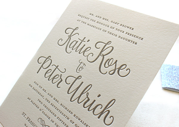 letterpress wedding invitation winter