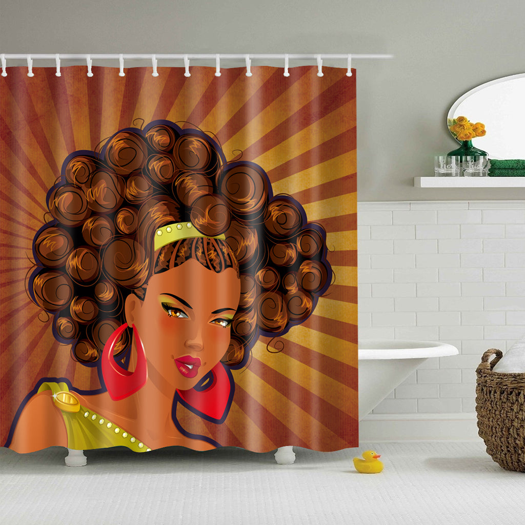 African American Woman Shower Curtain Afro Girl Black Art Funk Hip Hop Soul Jazz 