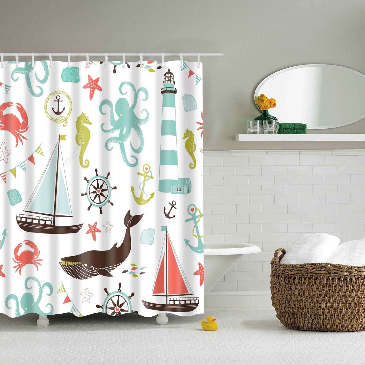 ocean themed shower curtain