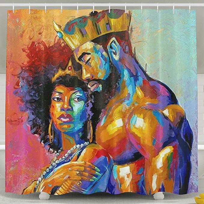 Romantic Afro Black King With Queen Shower Curtain Gojeek