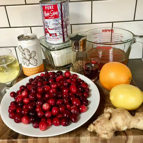 Ingredients for pickled cranberries with cider