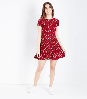 red floral dress new look