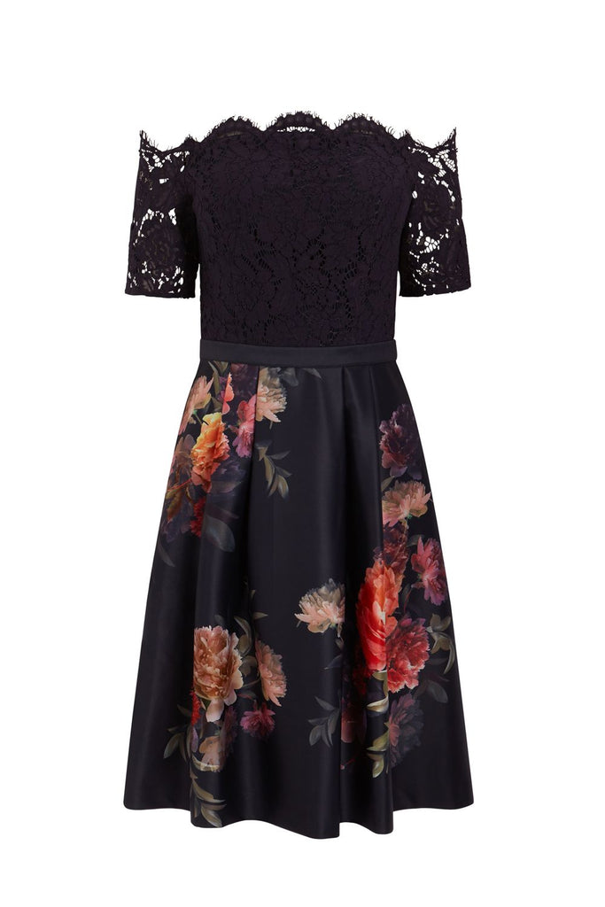 lace bardot skater dress