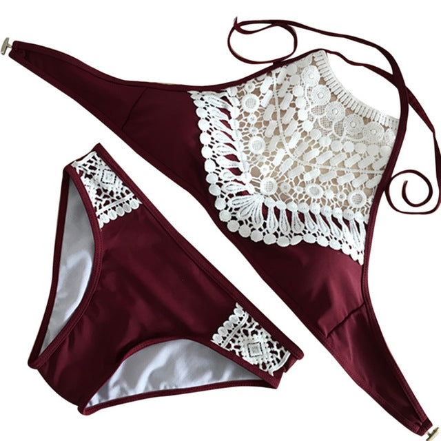 maroon bathing suit