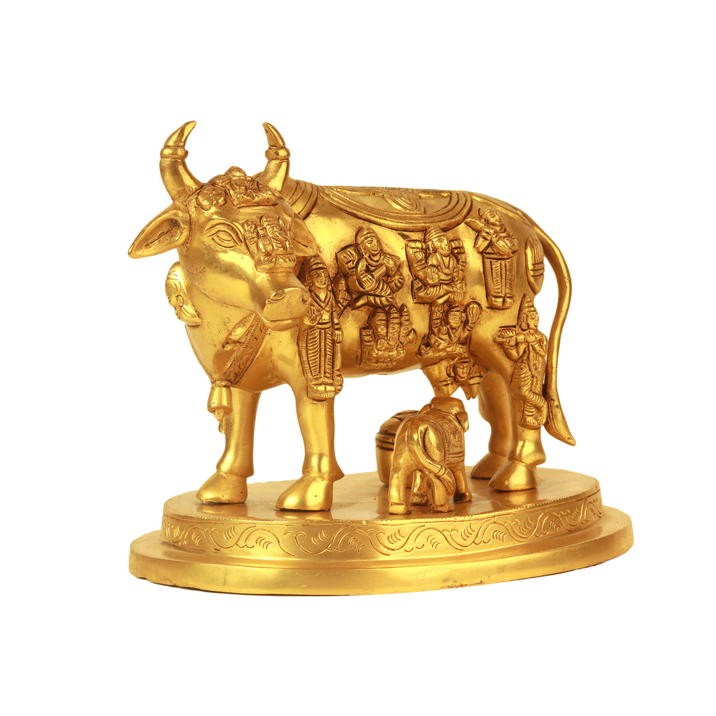 Buy Brass Cow Calf Figurine God & Goddess - Decorative Spiritual ...