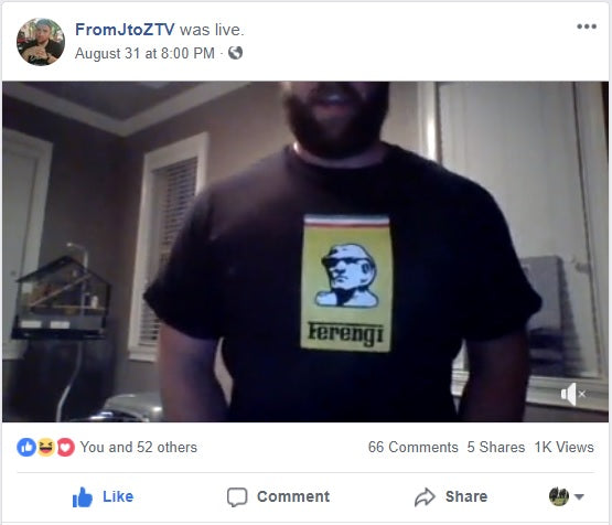 FROMJTOZTV BigBadTees Facebook Live Ferengi Ferrari T-Shirt