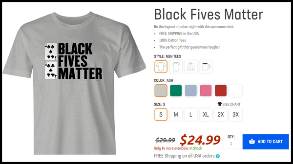 BigBadTees Black Fives Matter Funny T-Shirt