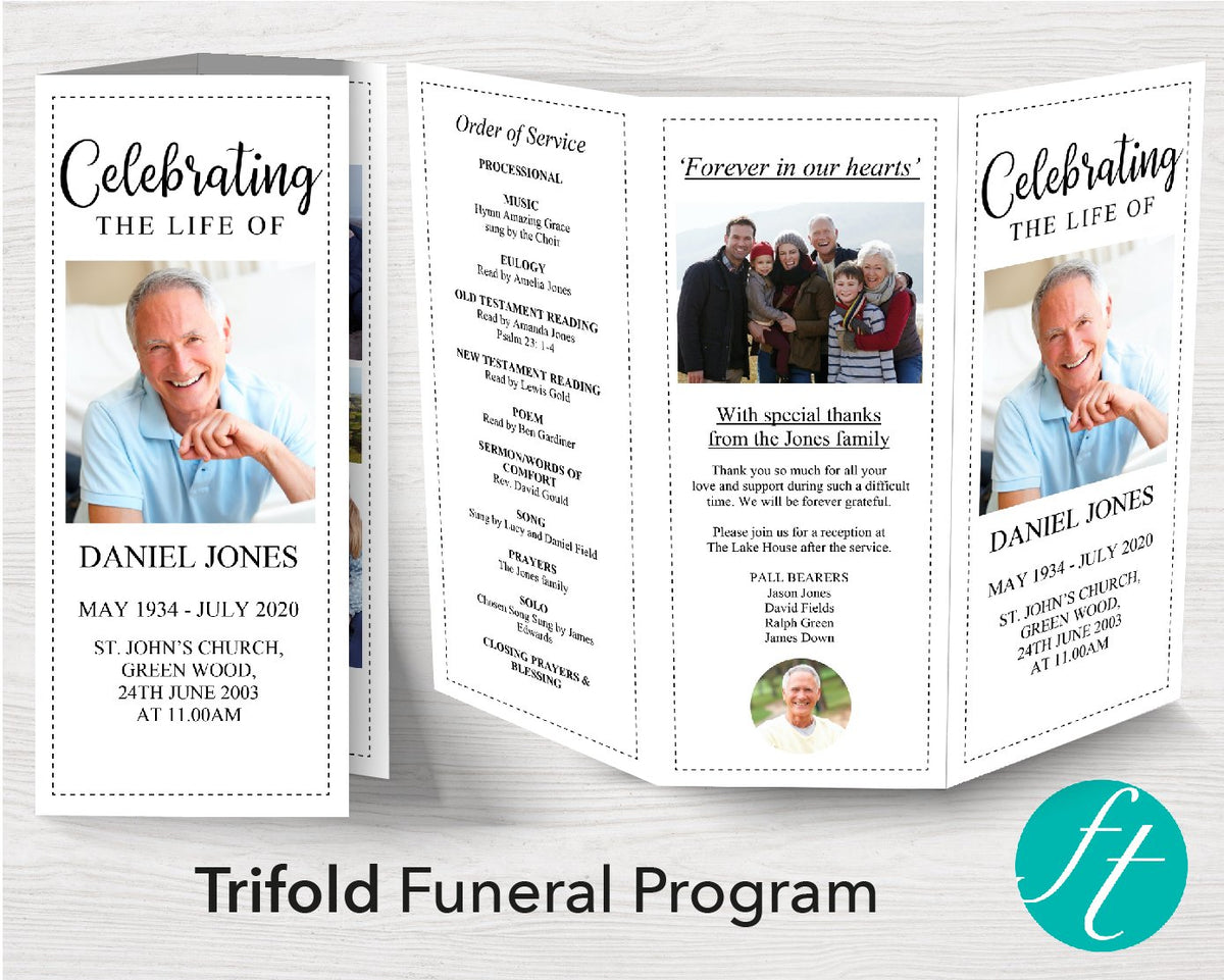 Trifold Classic Funeral Program Template Funeral Templates