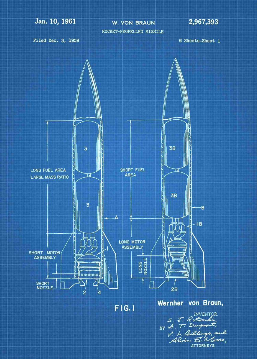 Von Braun Rocket Propelled Missile Patent Print | Patent Wall Art