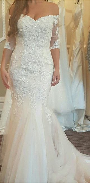 mid sleeve wedding dress