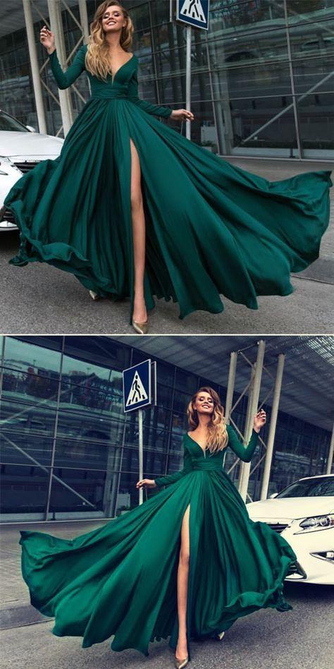 teal green evening gowns