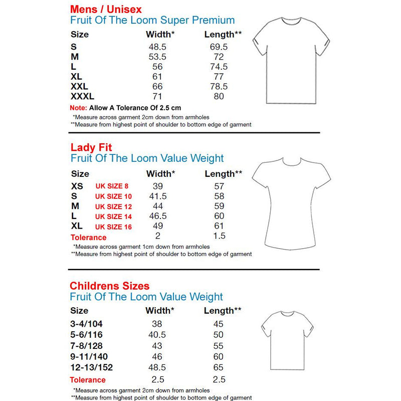 Unisex Shirt Size Conversion Chart