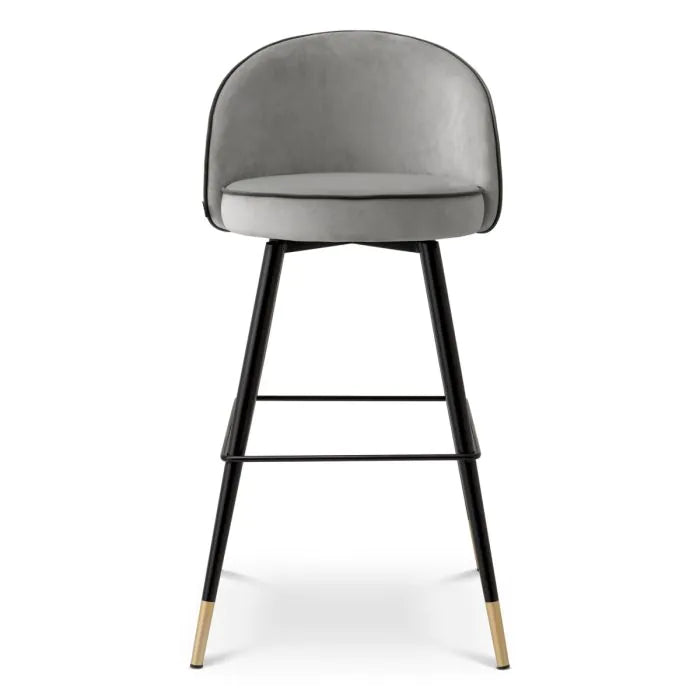 Product photograph of Cooper Set Of 2 Bar Stools - Roche Light Grey Velvet from Olivia's