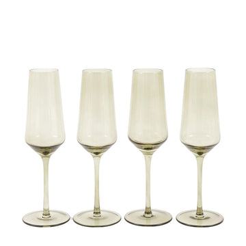 Set of 4 Flute Glasses - Smokey Green