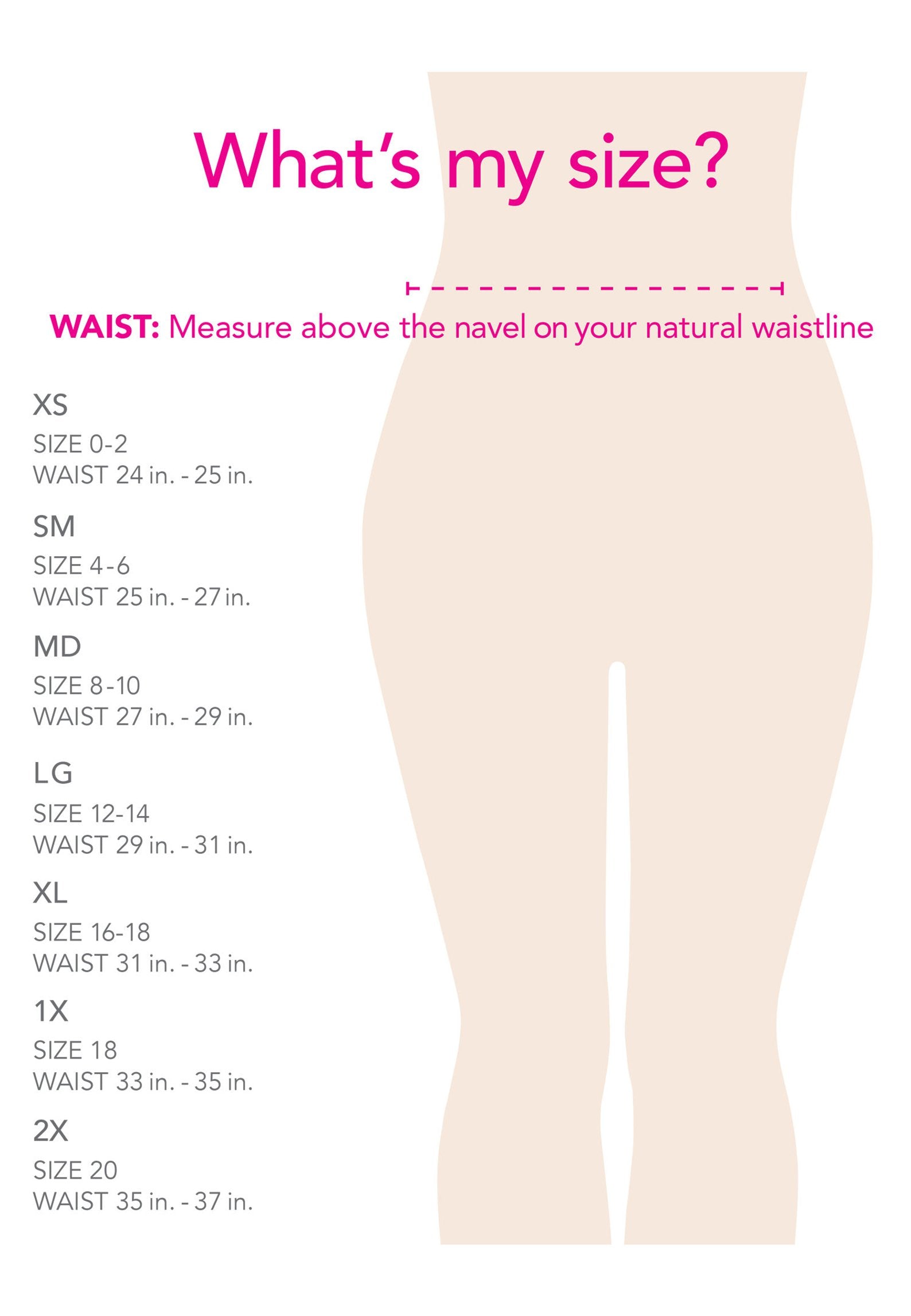 Booty Shawl Size Chart