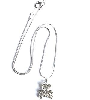 Little Girls Silver Plated NECKLACE Charm TEDDY BEAR Charm Childrens Jewellery 