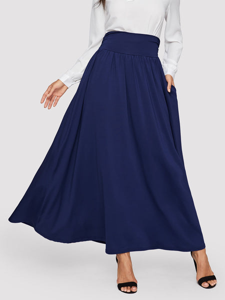 high waisted a line maxi skirt