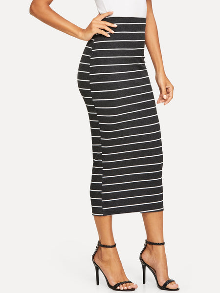 striped bodycon skirt