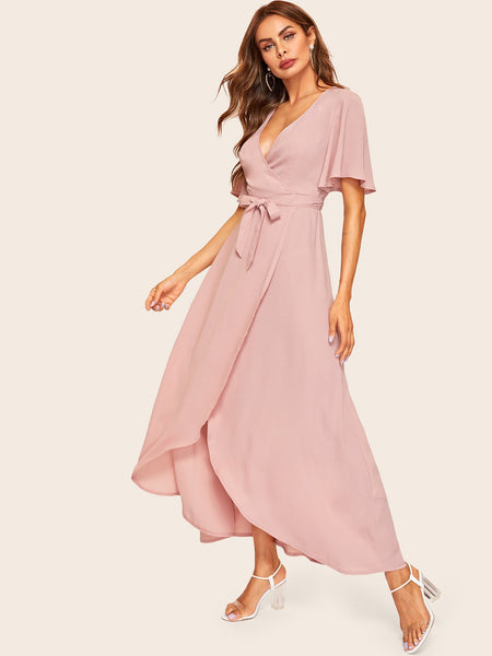 pastel pink midi dress