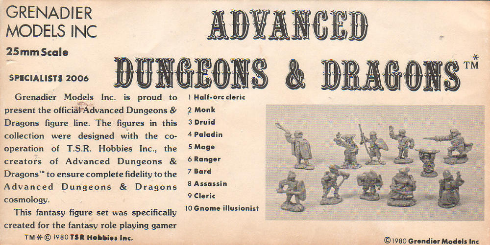 Grenadier AD&D Catalogue 1980