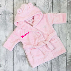 personalised baby dressing gown pink