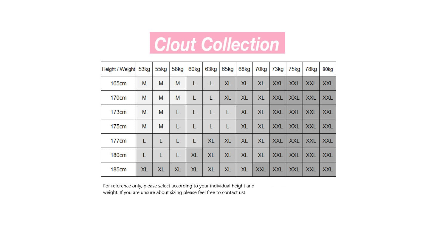 Clout Collection Sizing - High Fashion Streetwear Menswear