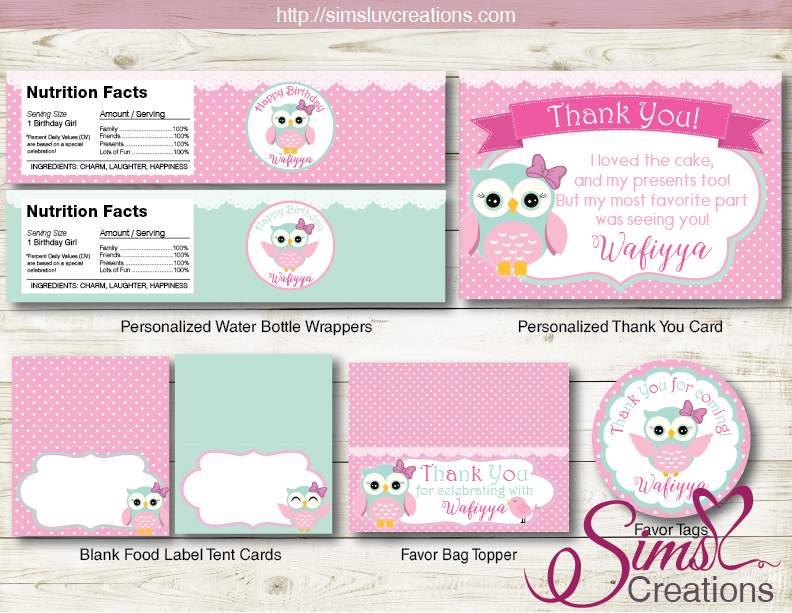 Owl Birthday Party Kit Whoo Whooo Pink Owl Girl Party Printables