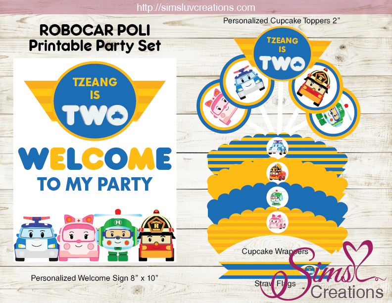 ROBOCAR POLI BIRTHDAY PARTY KIT PARTY PRINTABLES Sims Luv Creations