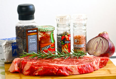 ingredients Grilled Pound Steak with Herby& Spicy Compound Butter