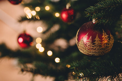 Christmas ornaments hanging on tree