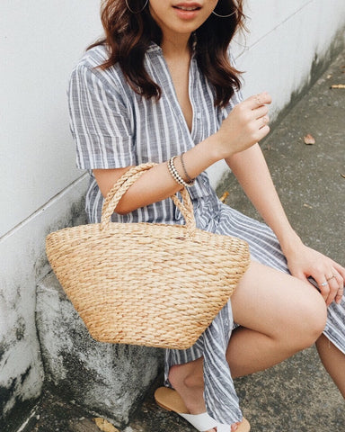 hand woven straw bag, beach bag | Olive & Iris