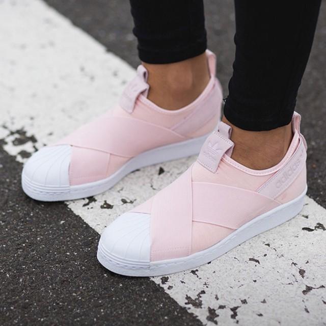 adidas pink slip on shoes