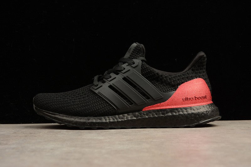 ultra boost black black red