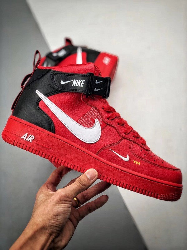 nike air force 1 mid lv8 red and black