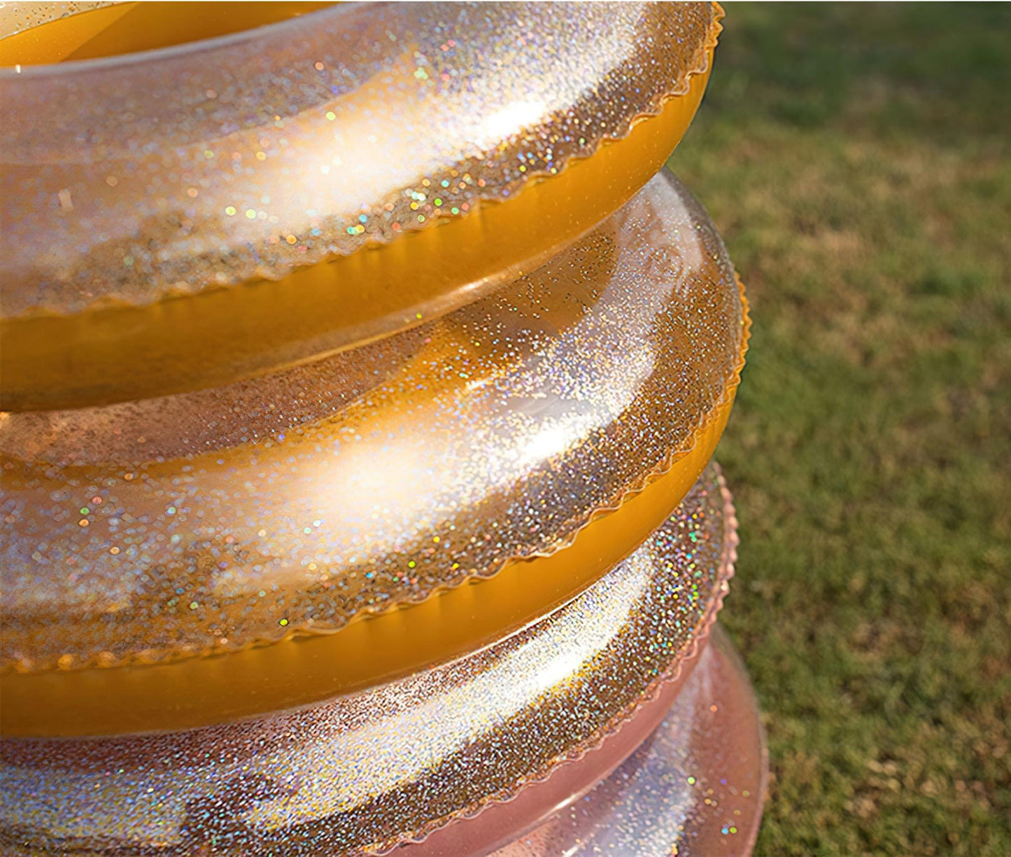 Inflatable Glitter Filled Rubber Swim Ring