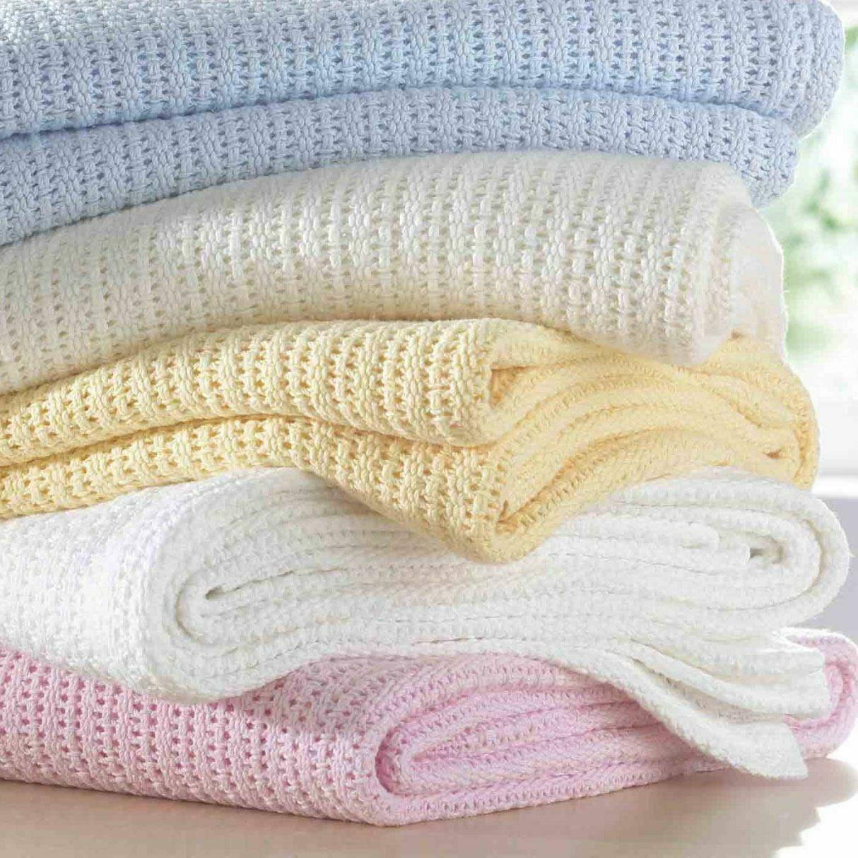 100% Cotton Baby Cellular Swaddling Blanket | Extra Soft & Breathable | Cot Bed Moses Basket Multifunction Crib Hole Quilt for Toddlers (70 x 90 cm)