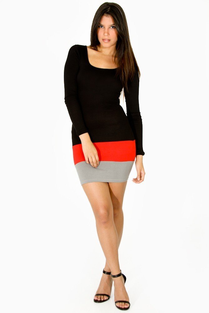 Three Tone Bodycon Dress