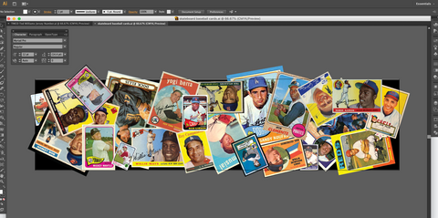 illustrator skateboard baseball card layout