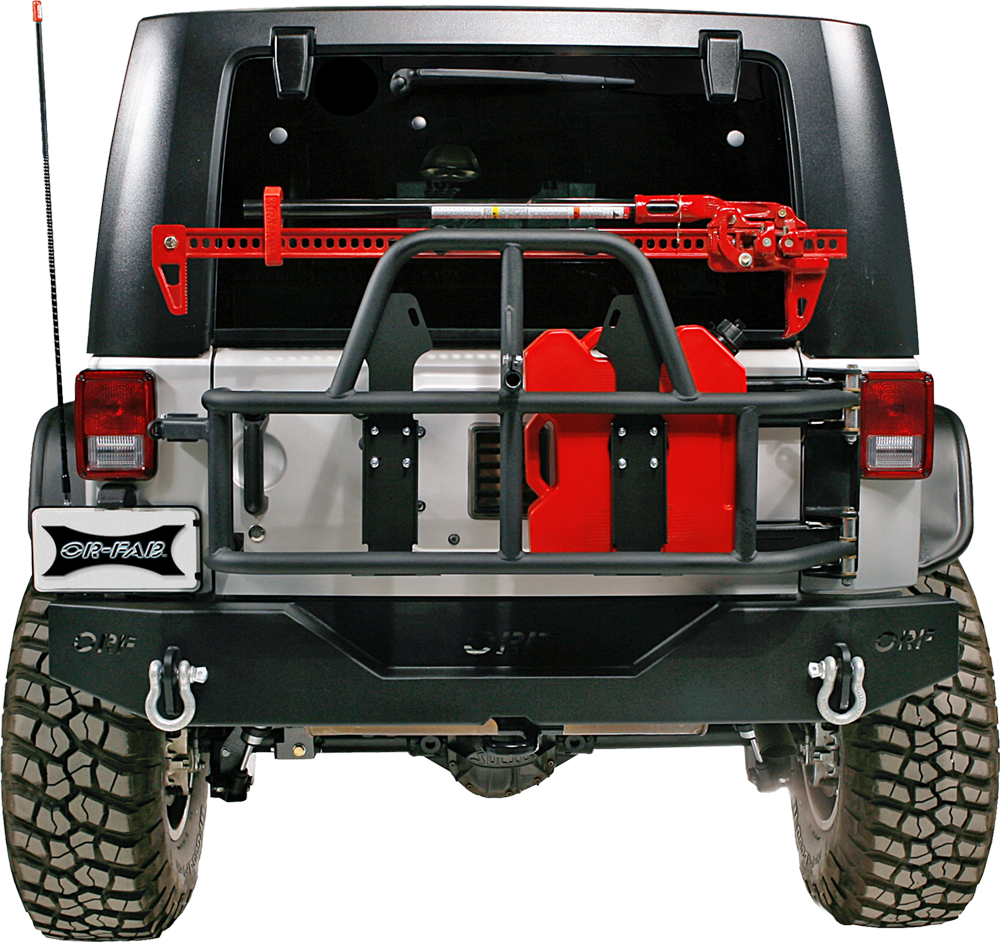 Jeep swinging tire carrier gas can