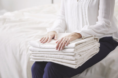 Folded organic cotton sheets