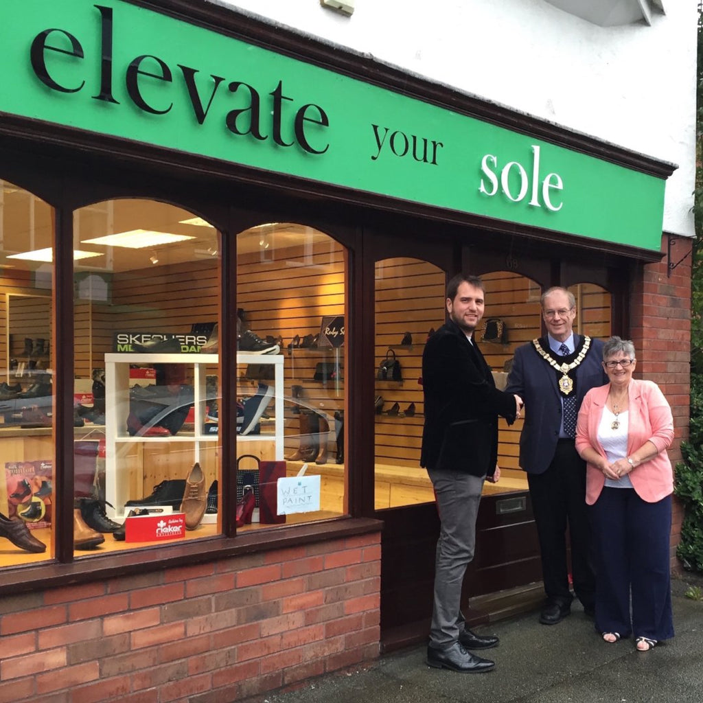 Rhos on Sea shoe shop opening with mayor