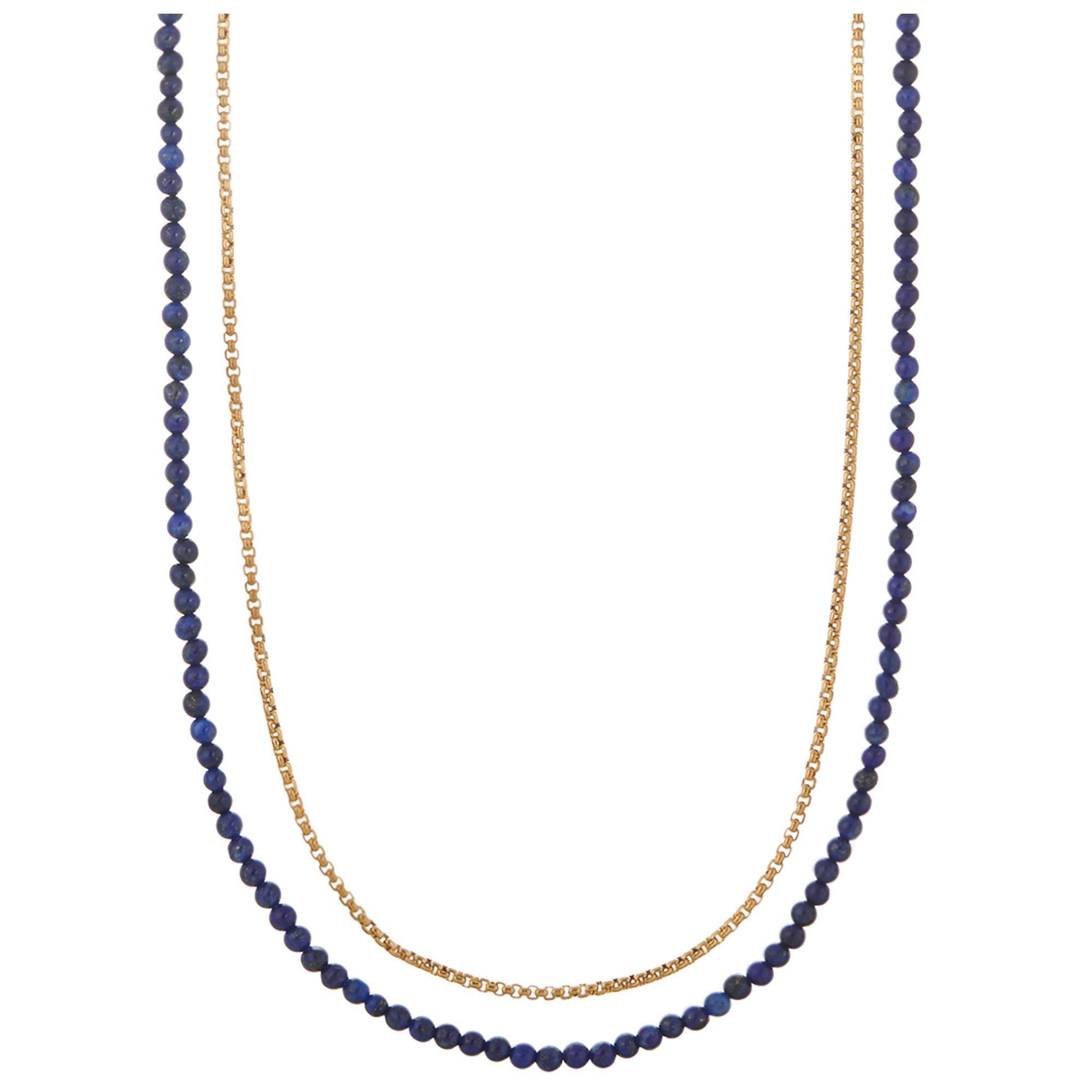 Lapis & Chain 2-Row Necklace - Orelia & Joe