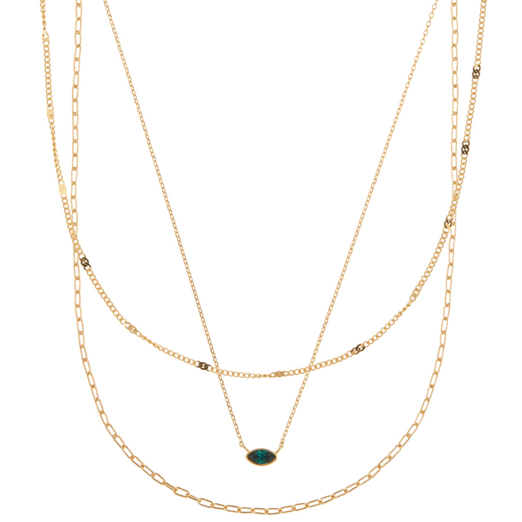 Leaf 3-Row Necklace Made With Swarovski Crystals - Orelia London