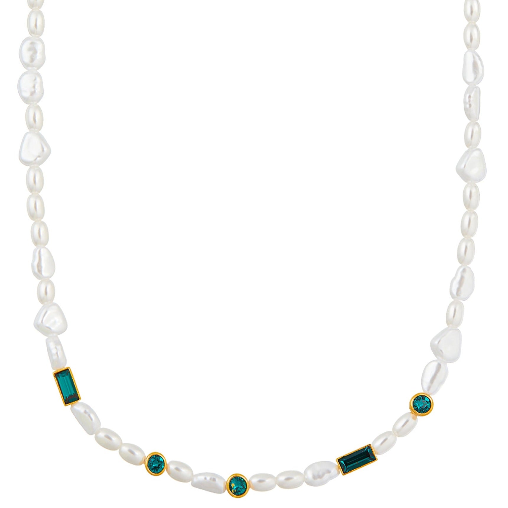 Mixed Emerald & Pearl Necklace Made With Swarovski Crystals - Orelia London
