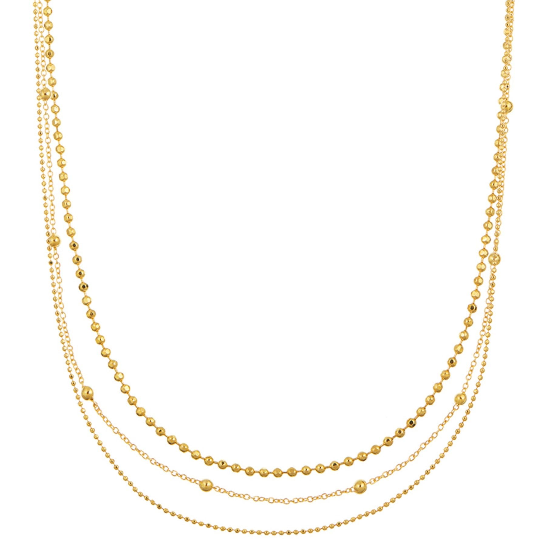 Fine Ball Chain 3-Row Necklace - Orelia London