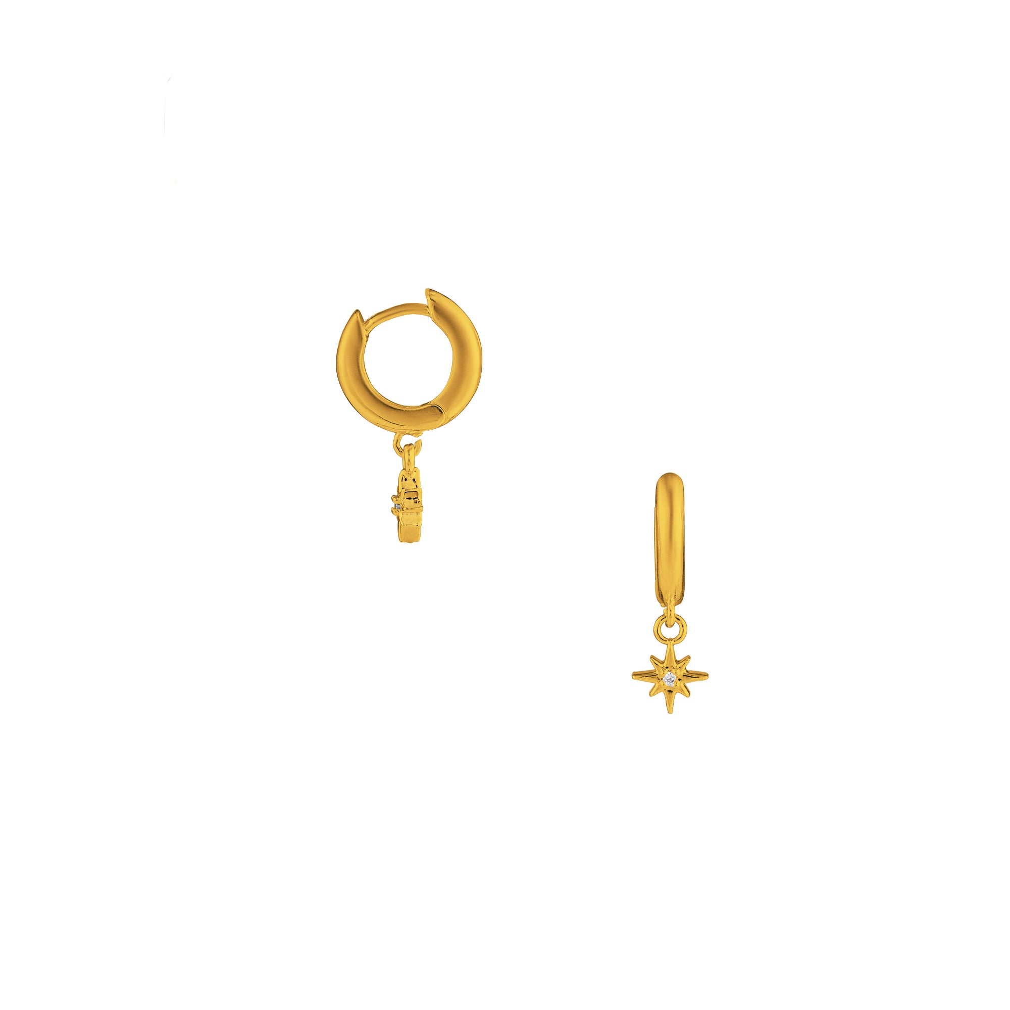 Starburst Pavé Micro Huggie Hoop Earrings - Gold - Orelia London